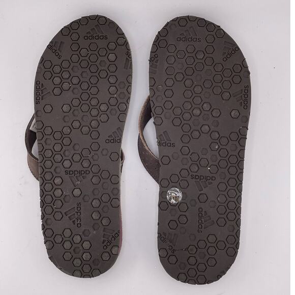 Adidas Brown Leather and Suede Flip Flops Size 7M - Picture 7 of 7